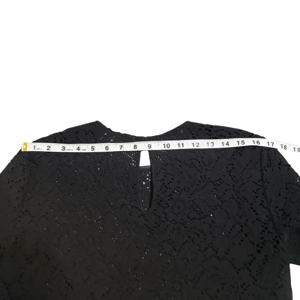 Zara Woman Black Crochet Knit Lace Top  Medium Bell Sleeve Whimsigoth Boho Witch